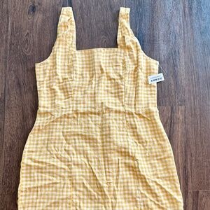 Old Navy Women's Square-Neck Linen-Blend Mini Dress - Yellow Gingham - Size L